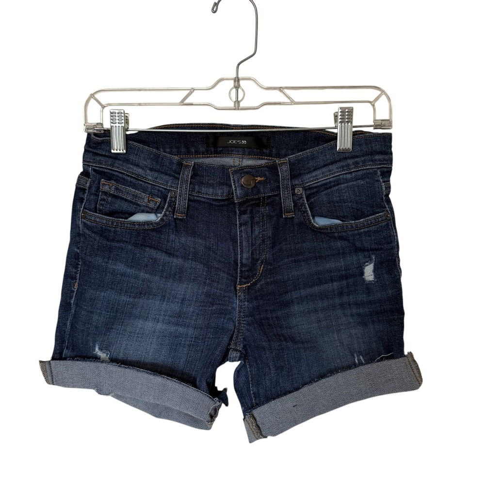 Joe's Jeans Denim Shorts Women 26 Dark Wash Excellent Cuffed Distressed Cutoffs